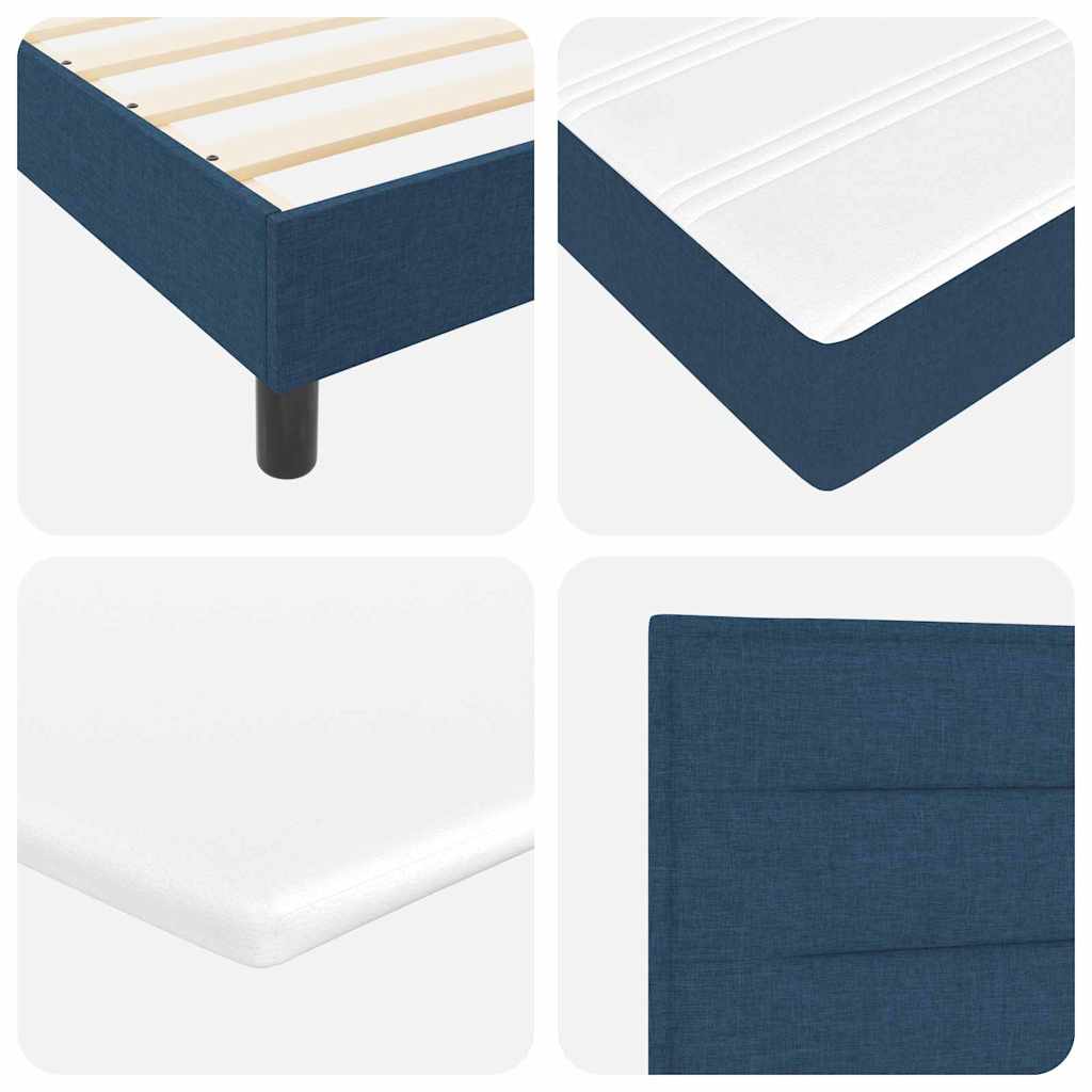 Box spring seng med madras med LED Blå 90 x 190 cm Stof