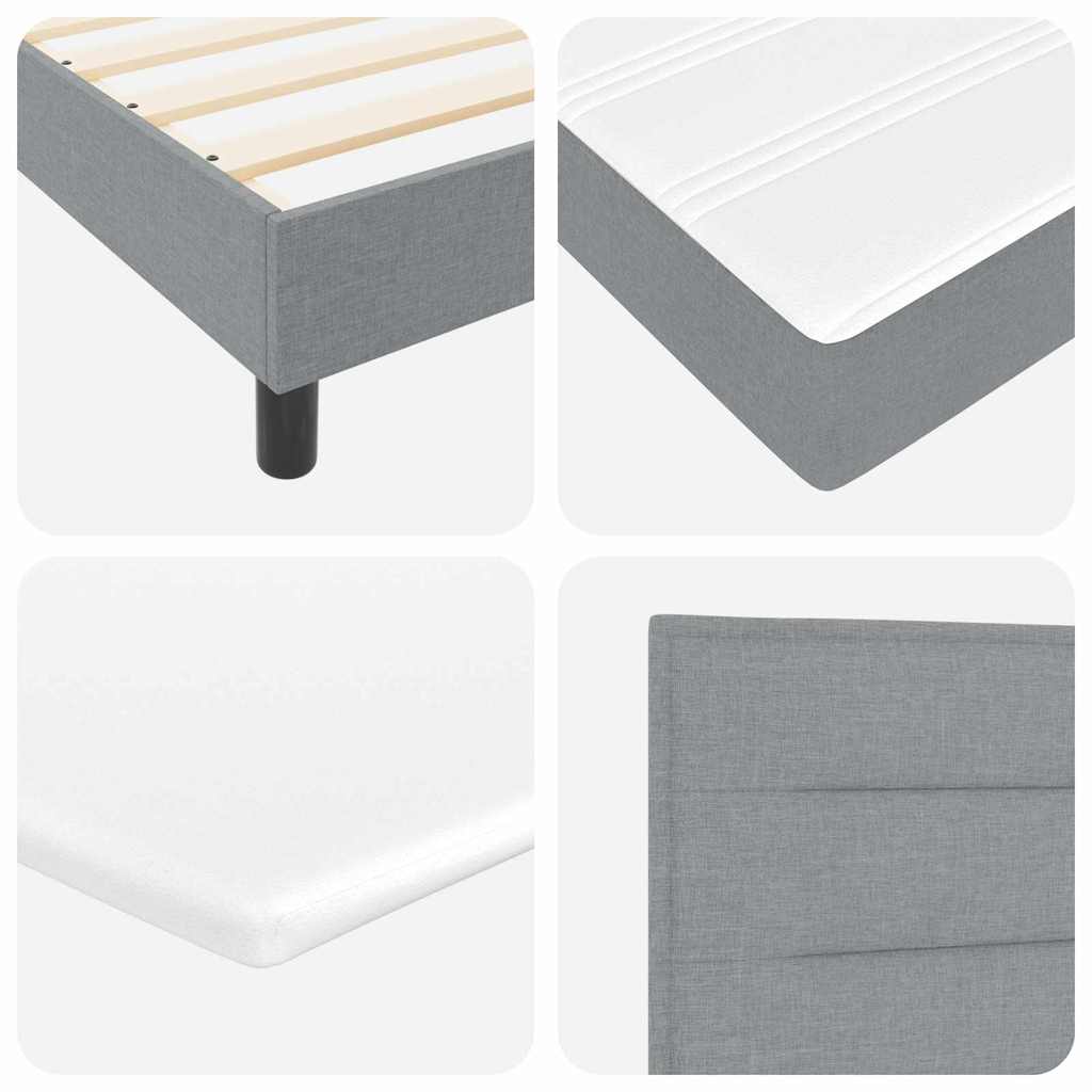 Box spring seng med LED-lysstrimler Lysegrå 160 x 200 cm Stof