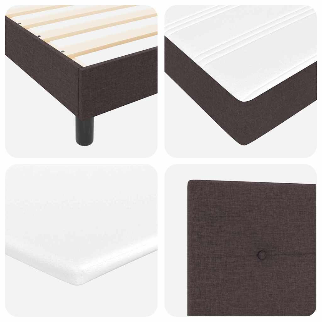Box spring seng med LED-lysstrimler Mørk Brun 120 x 200 cm Stof