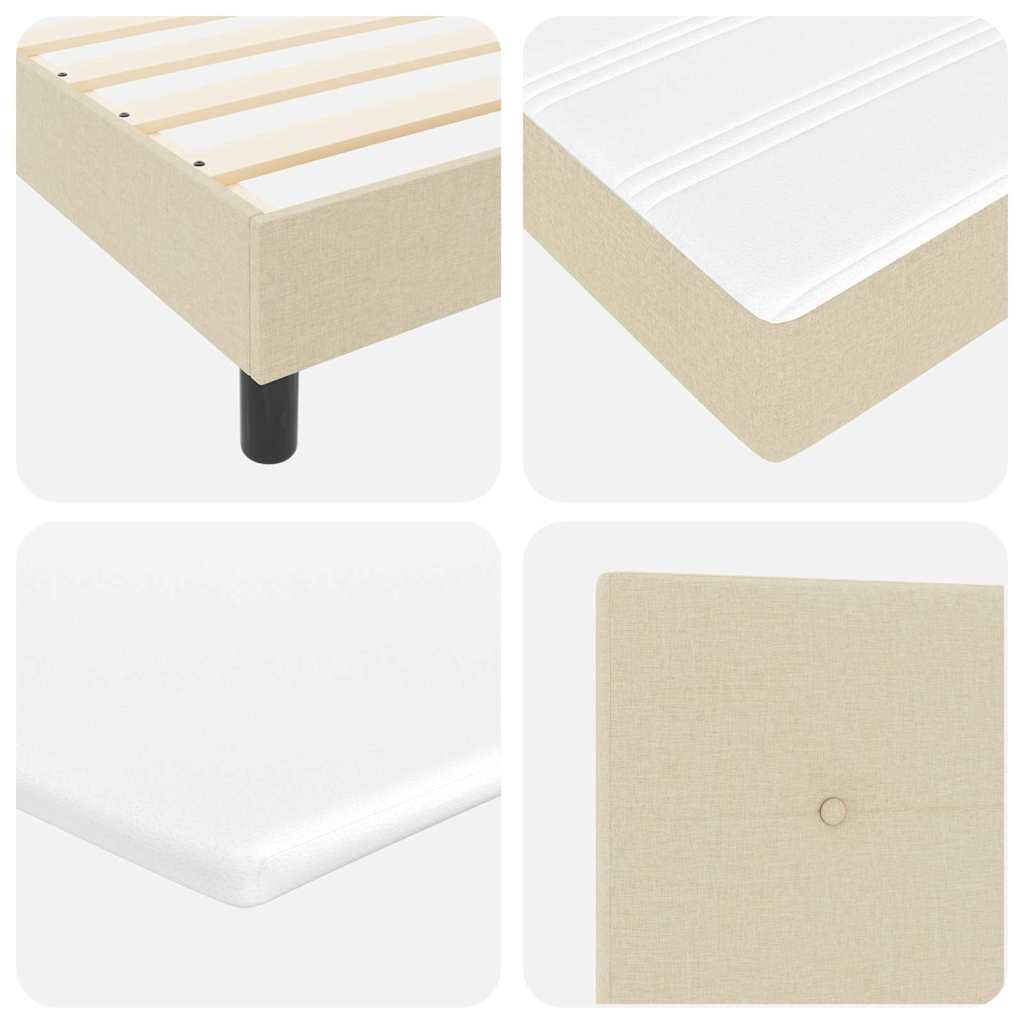 Box spring seng med LED-lysstrimler Creme 140 x 190 cm Stof