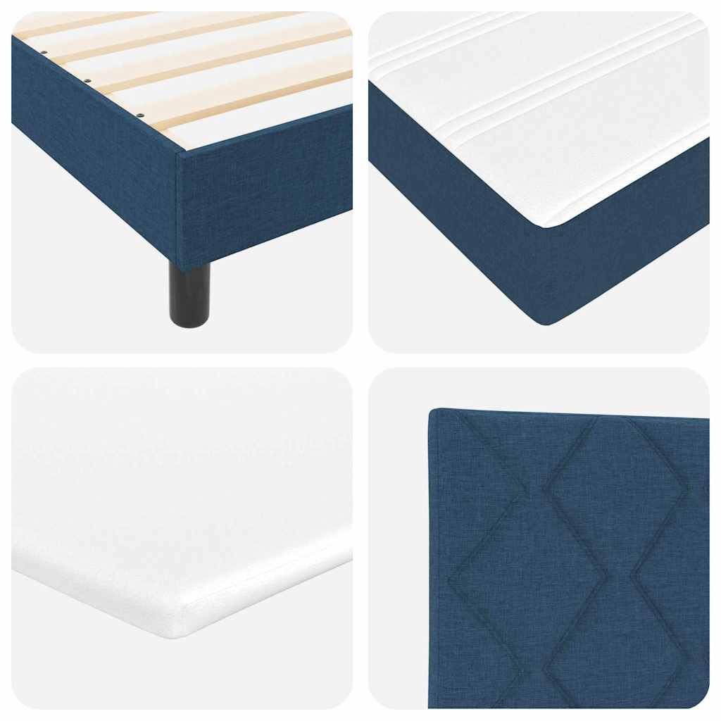 Box spring seng med LED-lysstrimler Blå 90 x 190 cm Stof