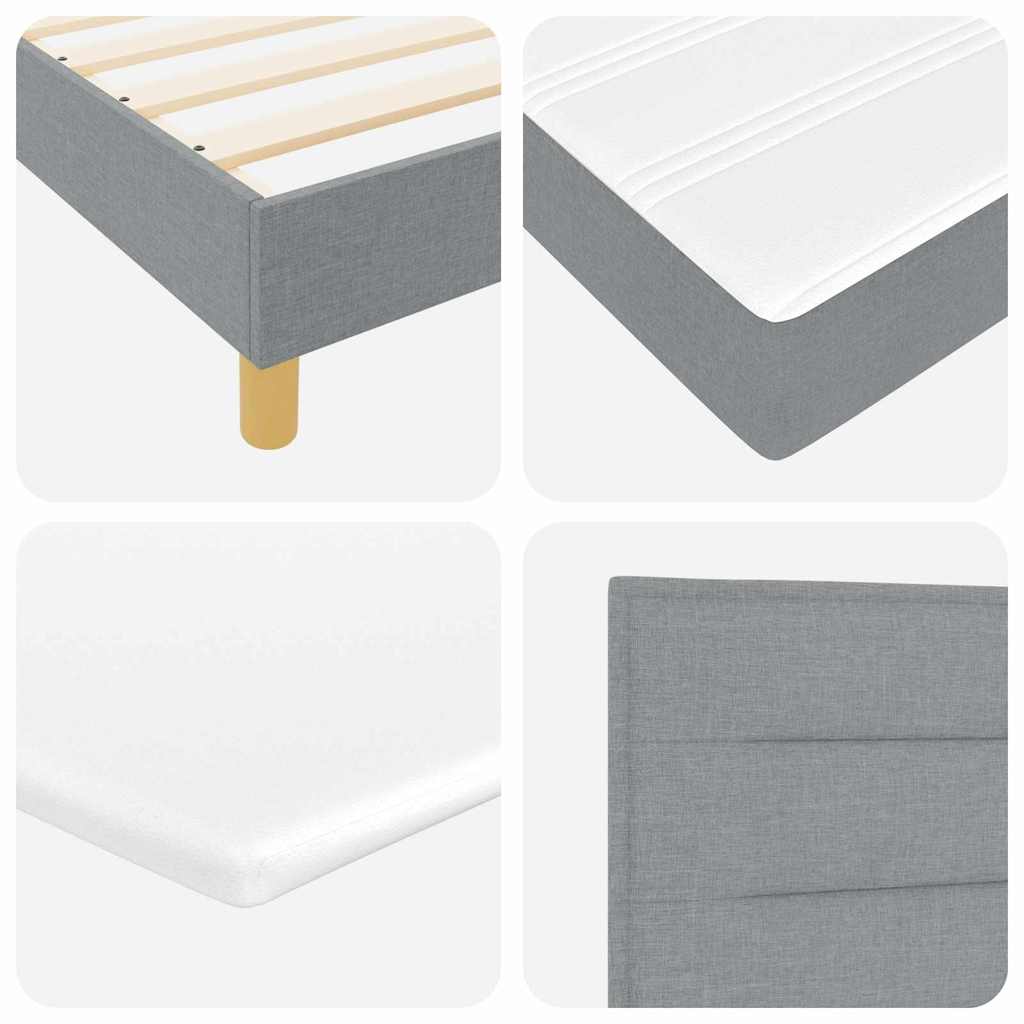 LED Box Spring Bed med hovedgærde Lysegrå 140 x 190 cm Stof