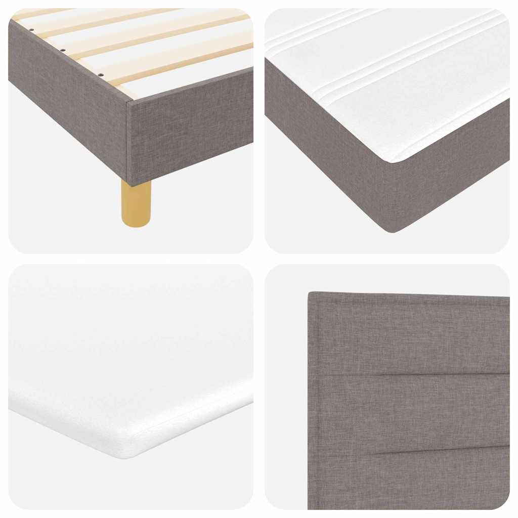 LED Box Spring Bed med hovedgærde Gråbrun 140 x 190 cm Stof