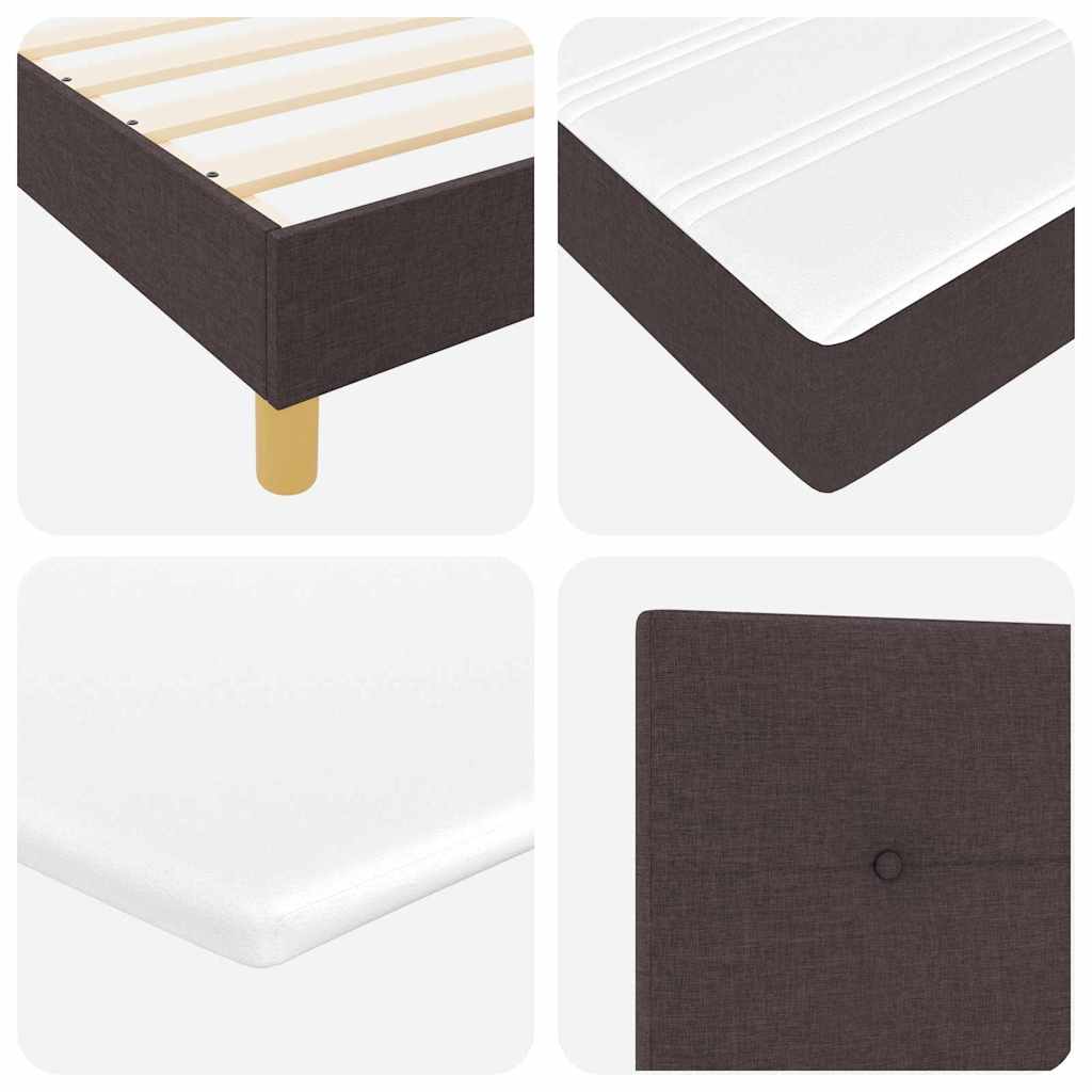 LED Box Spring Bed med hovedgærde Mørk Brun 80 x 200 cm Stof