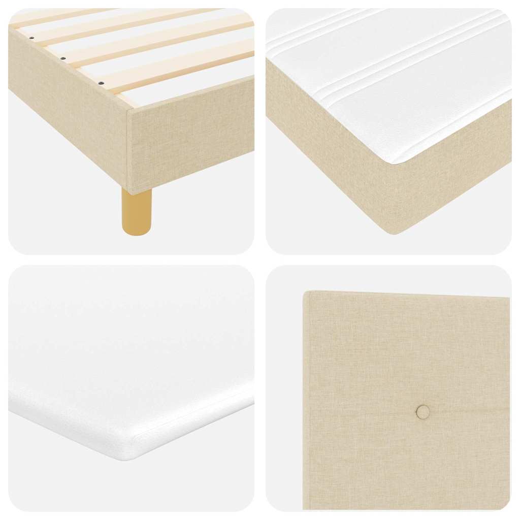LED Box Spring Bed med LED-lysstrimler Creme 80 x 200 cm Stof