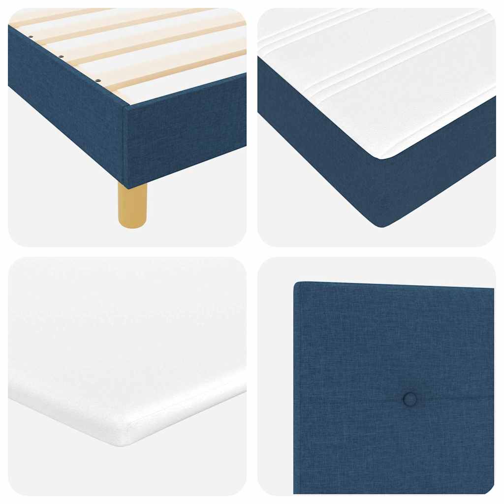 LED Box Spring Bed med hovedgærde Blå 120 x 190 cm Stof