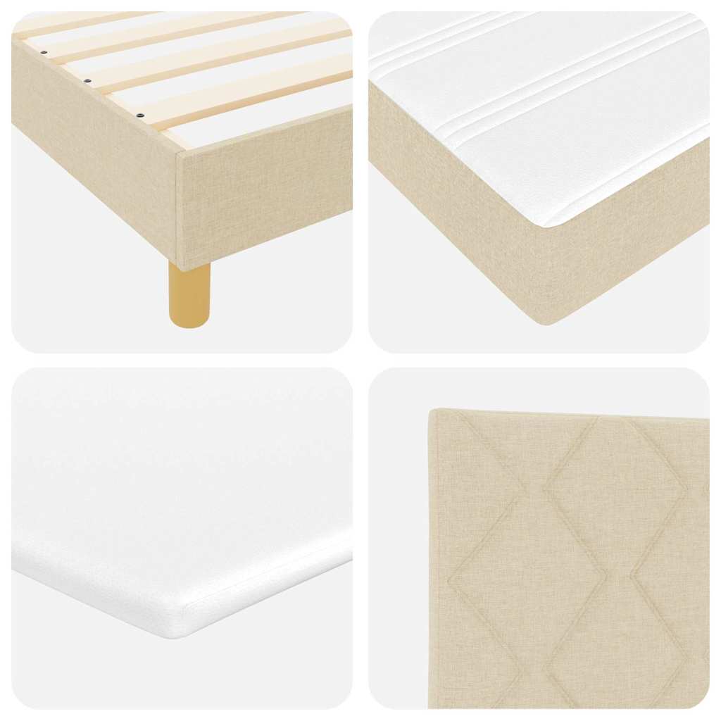 LED Box Spring Bed med LED-lysstrimler Creme 160 x 200 cm Stof