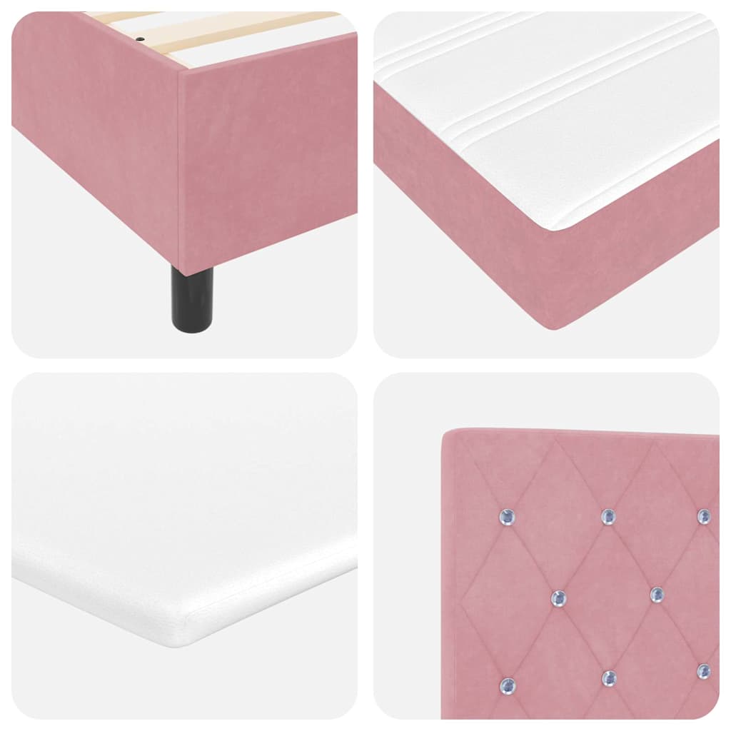 Box spring seng med madras med LED Lyserød 180 x 200 cm Fløjl