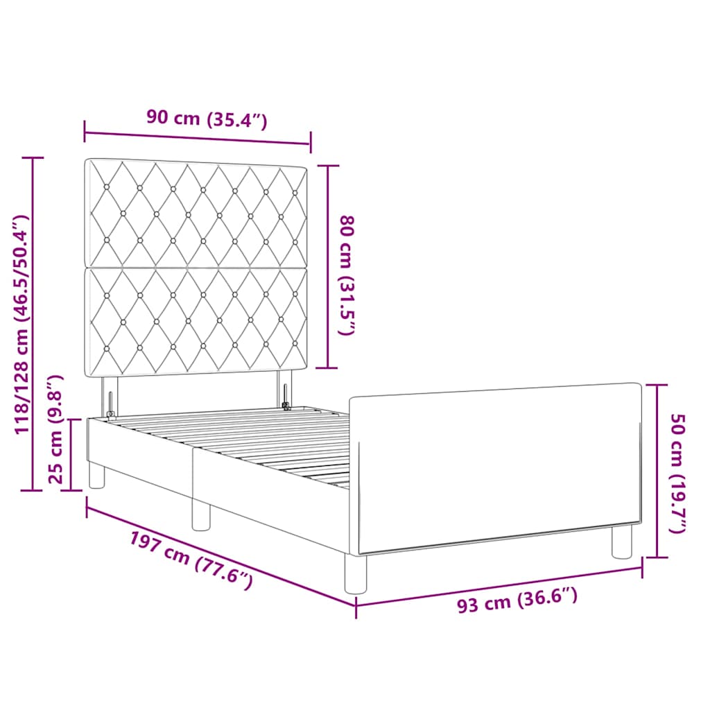 Box spring seng med hovedgærde Sort 90 x 190 cm Fløjl