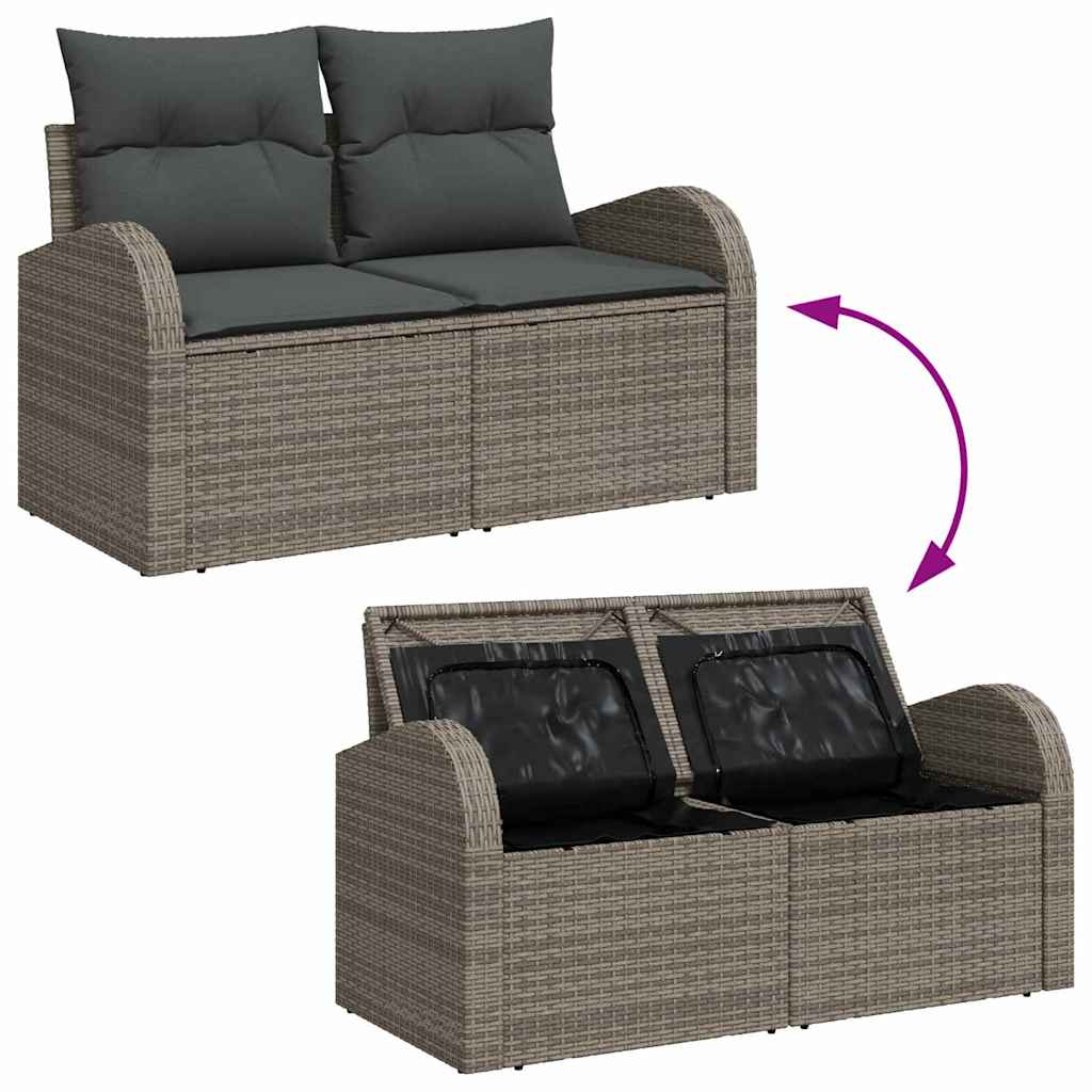 Sofa Sæt 9 stk. Grå polyrattan