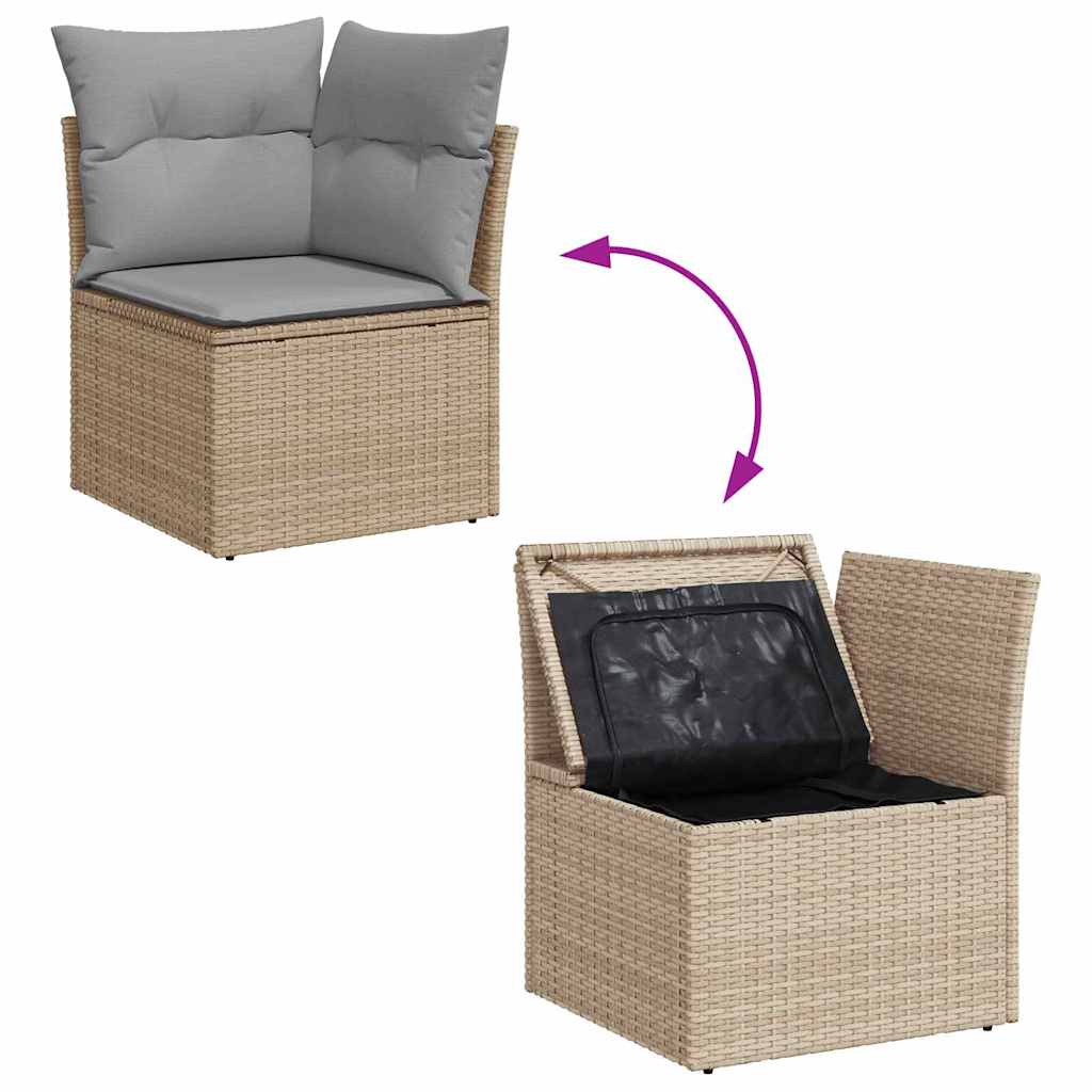 Havesofa Sæt 8 stk. 8-Antal sæder Beige og lys grå Polyrattan