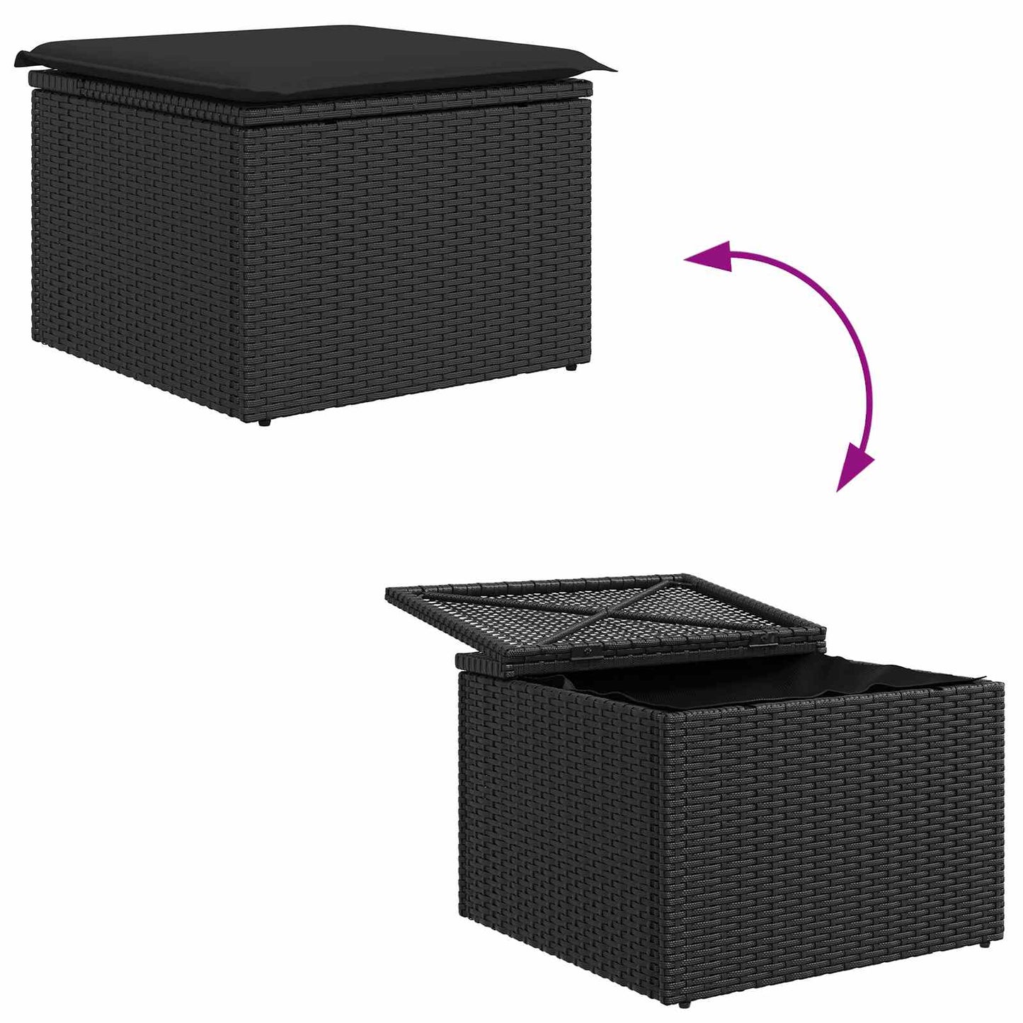 Havesofa Sæt med pude 6 pcs Sort Poly Rattan