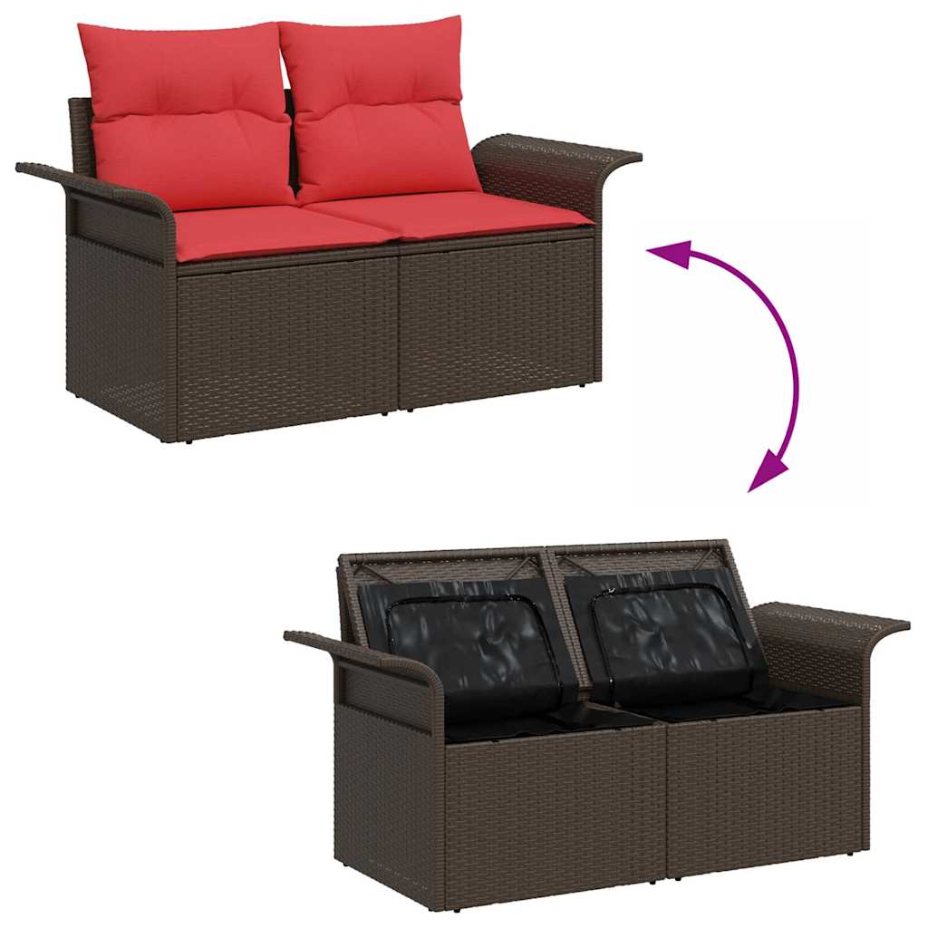 Havesofa Sæt 11 stk. Brun Poly Rattan