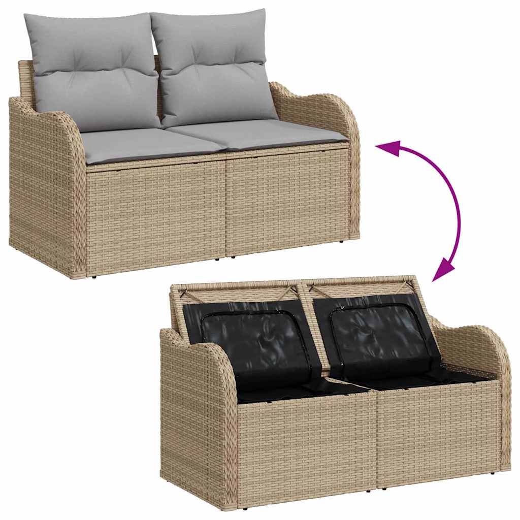Havesofa Sæt 5 stk. Beige Poly Rattan