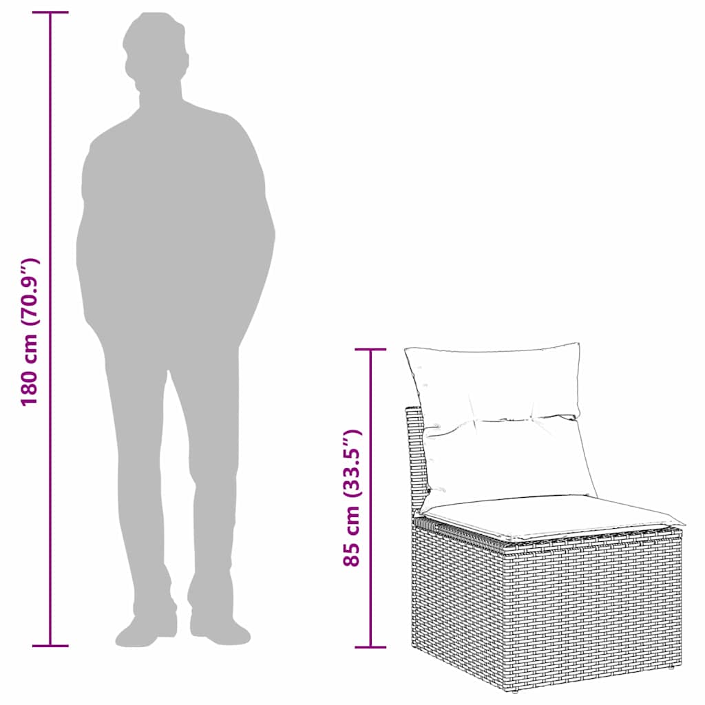Havesofa Sæt 9 stk. Beige Poly Rattan