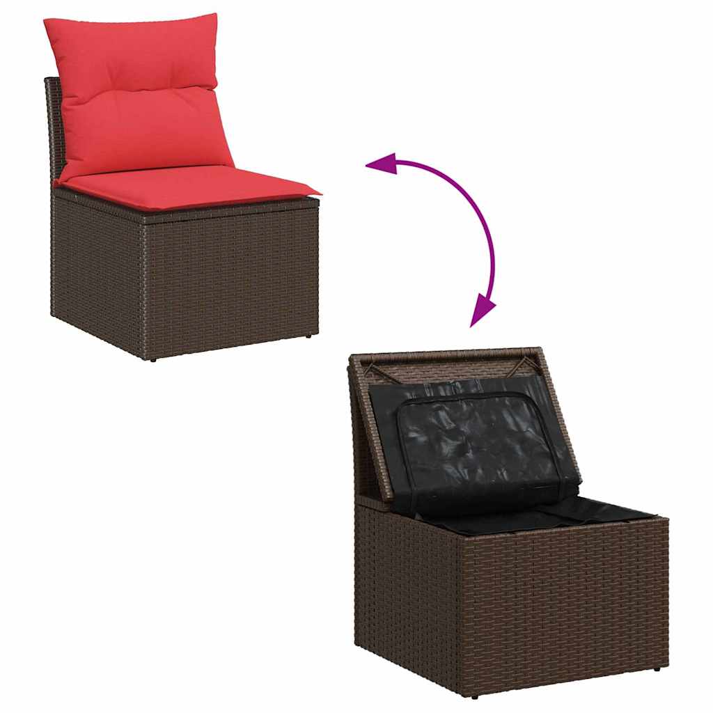 Havesofa Sæt 8 stk. Brun Poly Rattan