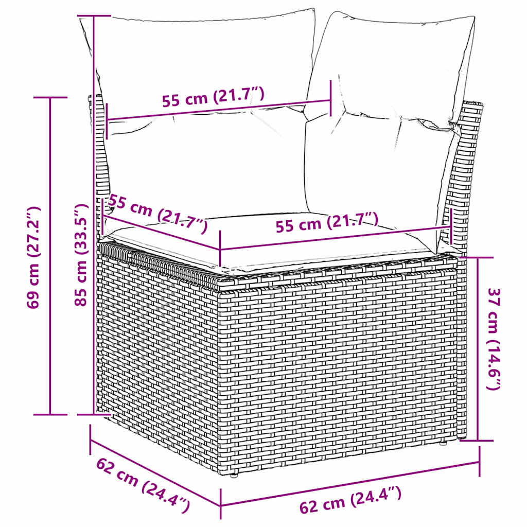 Sofa Sæt 6 stk. Sort og Cream polyrattan