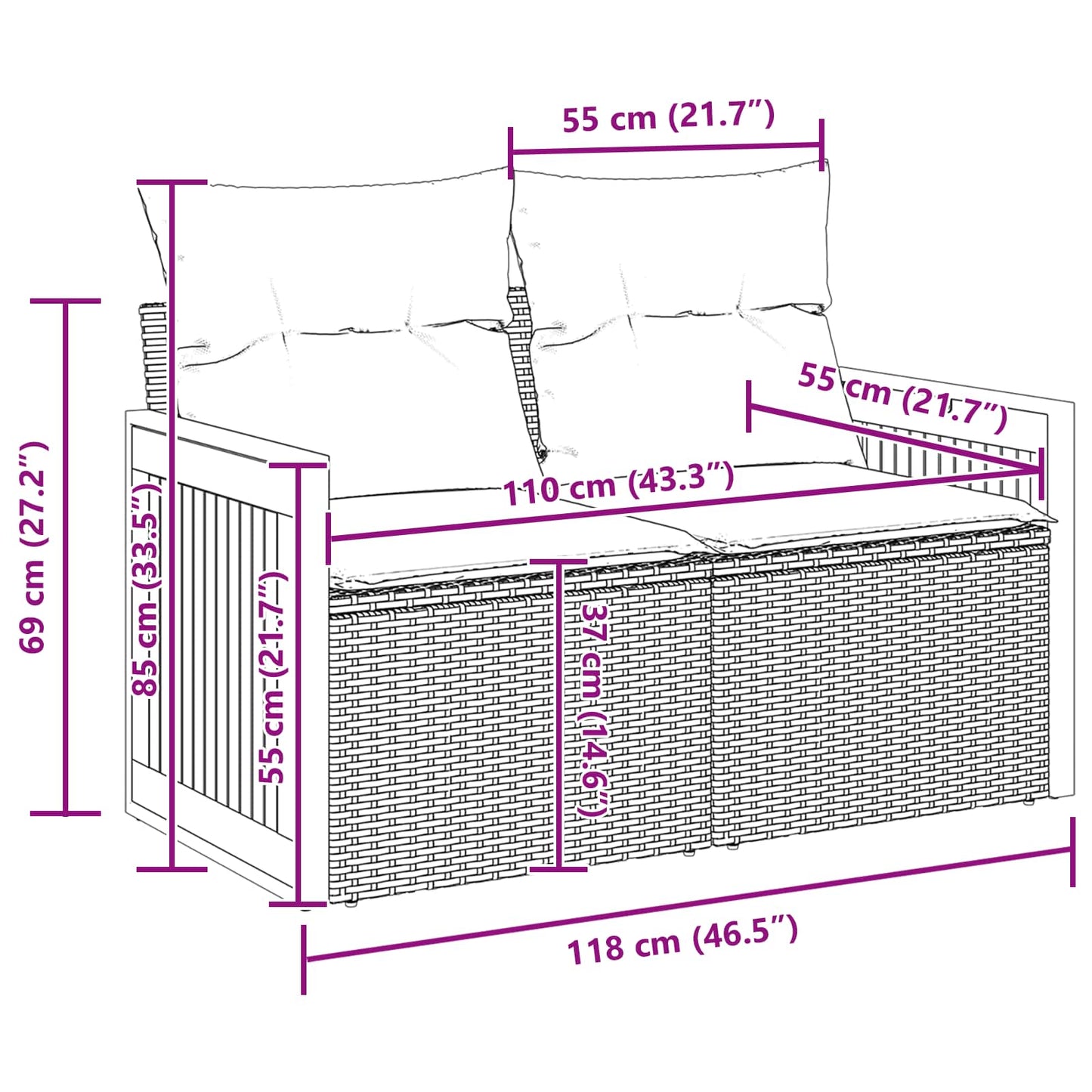 Havesofa Sæt 10 stk. 9-Antal sæder Beige og creme