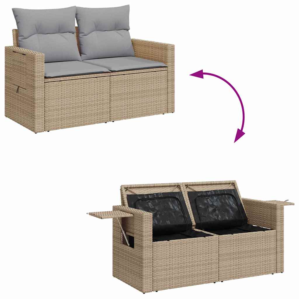 Havesofa Sæt 9 stk. 6-Antal sæder Beige og lys grå polyrattan