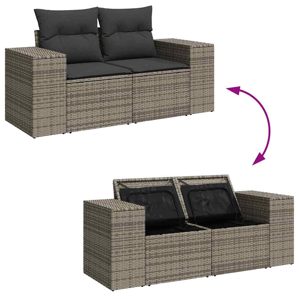 Havesofa Sæt med pude 13 pcs Grå polyrattan