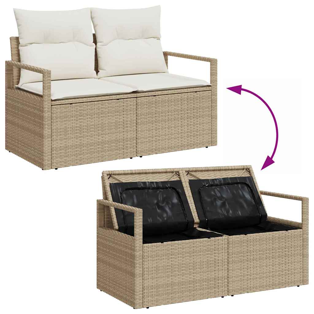 Havesofa Sæt 9 stk. Beige Poly rattan