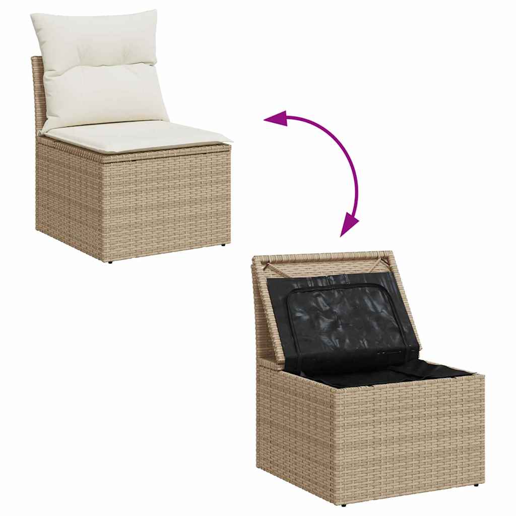 Havesofa Sæt 8 stk. Beige Poly rattan