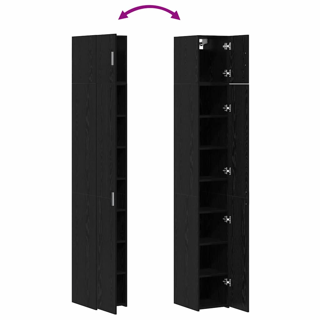 2-delt opbevaringsskab med hylder 2 pcs Sort eg Konstrueret træ