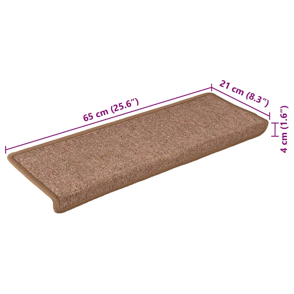 trappemåtter 30 stk. 65x21x4 cm brune rektangulære kanter