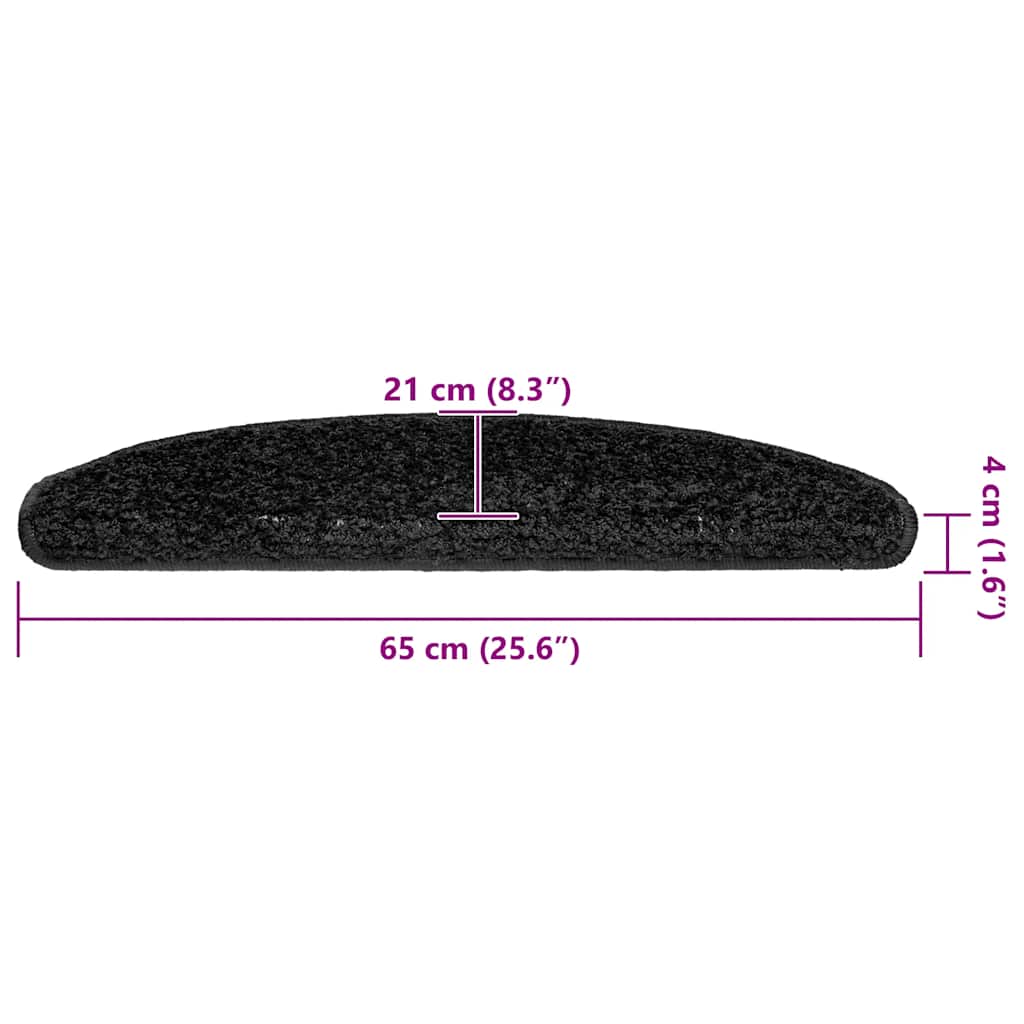 trappemåtter 20 stk. 65x21x4 cm sorte halvrunde store