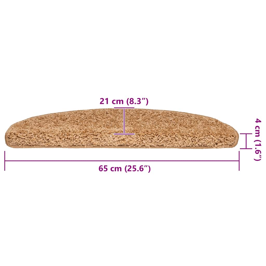 trappemåtter 20 stk. 65x21x4 cm beige halvrunde store