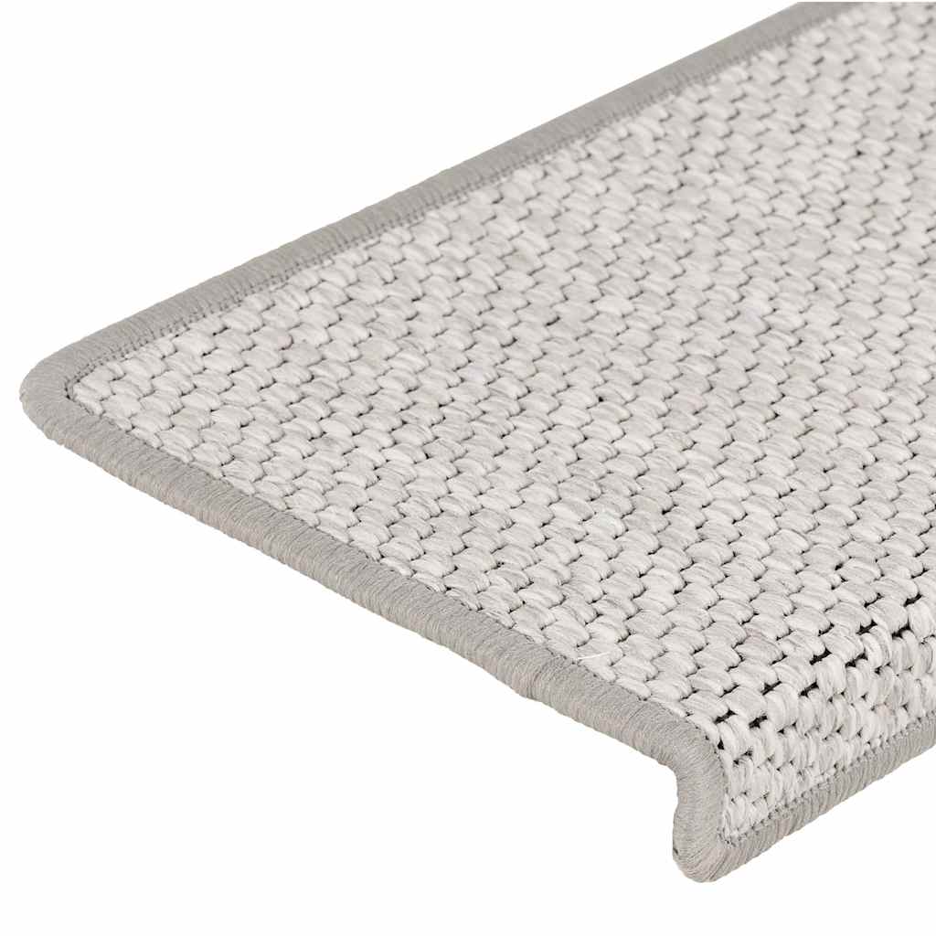 selvklæbende trappemåtter 30 stk. 65x21x4 cm sisal-look platina