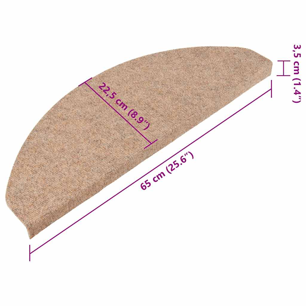 selvklæbende trappemåtter 20 stk. 65x22,5x3,5 cm beige