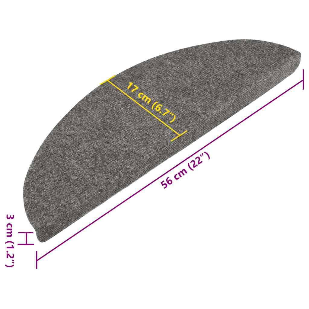 selvklæbende trappemåtter 20 stk. 56x17x3 cm grå
