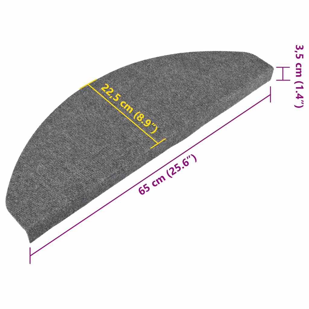 selvklæbende trappemåtter 20 stk. 65x22,5x3,5 cm grå