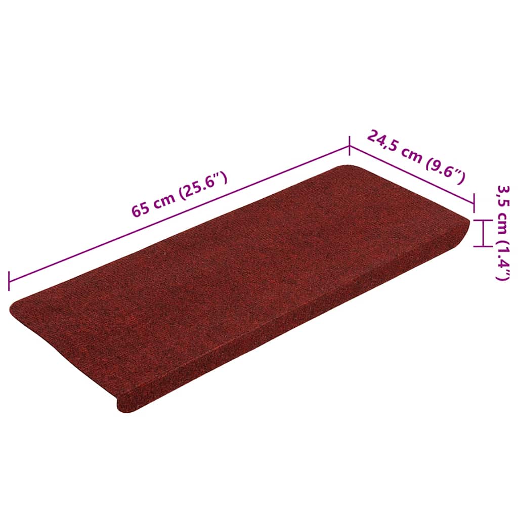 selvklæbende trappemåtter 30 stk. 65x22,5x3,5 cm rød