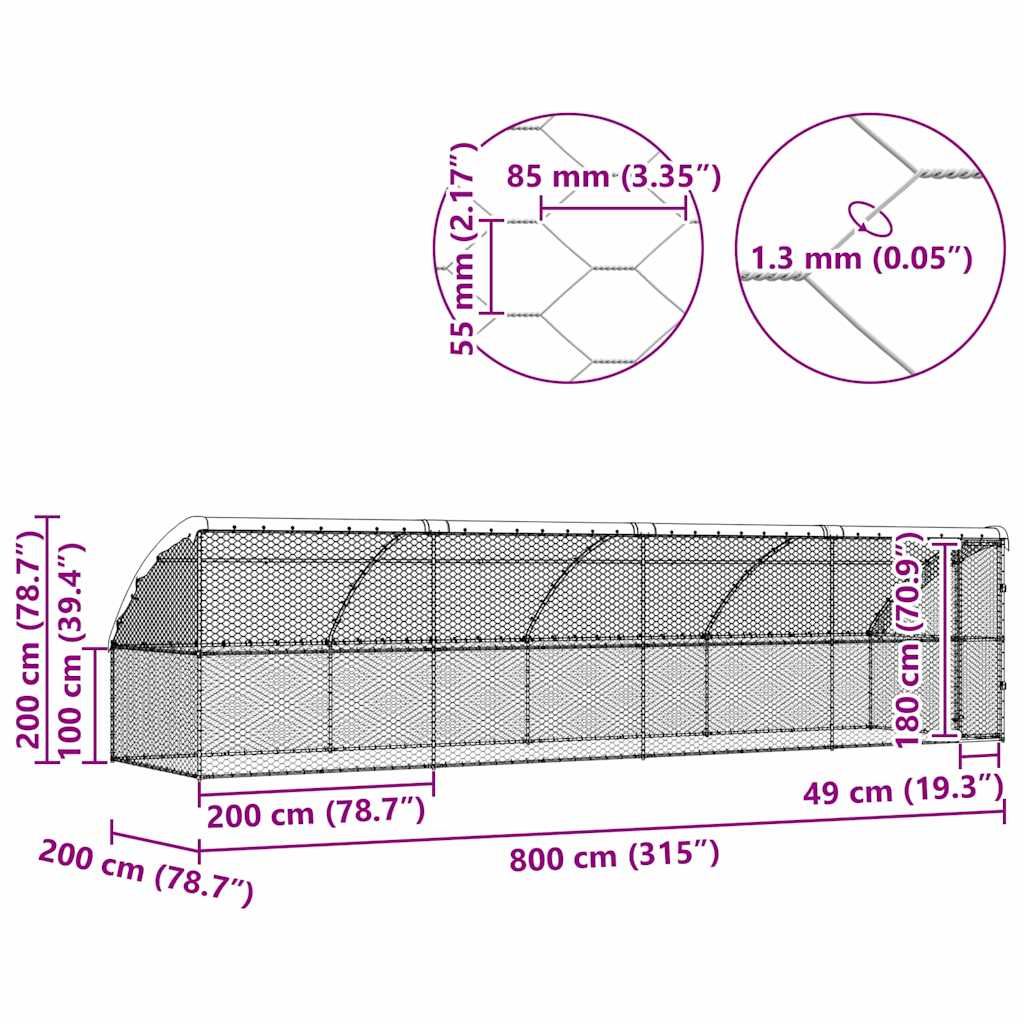 Hundehus 4 pcs Sølv 8 x 2 x 2 m Galvaniseret stål
