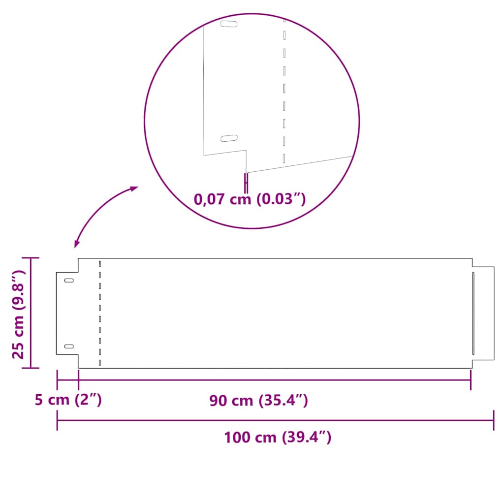 Plænekanter 30 pcs Sølv 100 x 25 x 0,07 cm Galvaniseret stål
