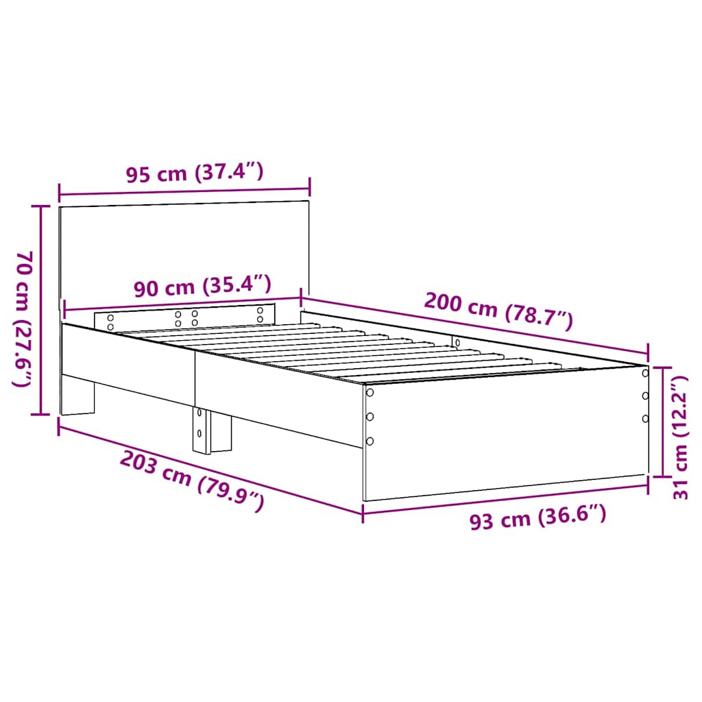 Sengestel Artisan Egetræ 90 x 200 cm Konstrueret træ
