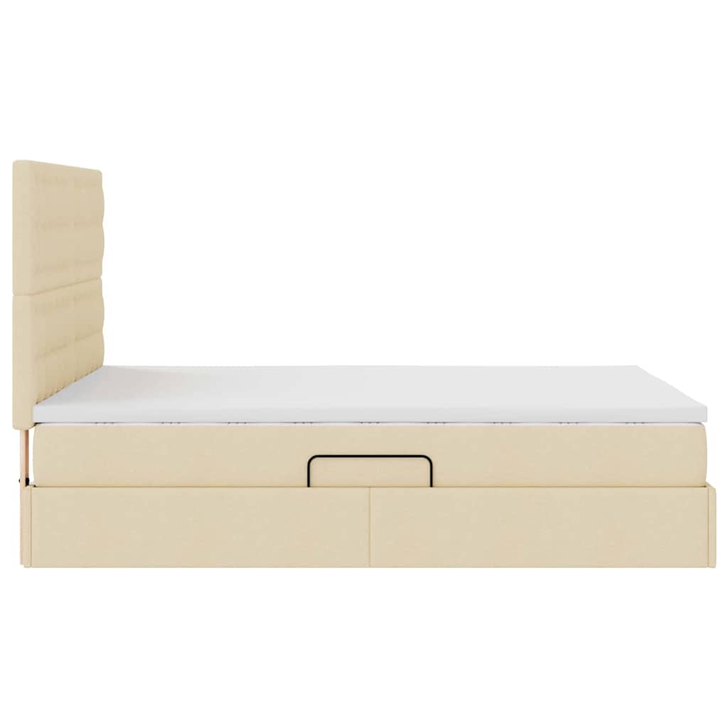LED opbevarings seng med madras Creme 140 x 190 cm Stof