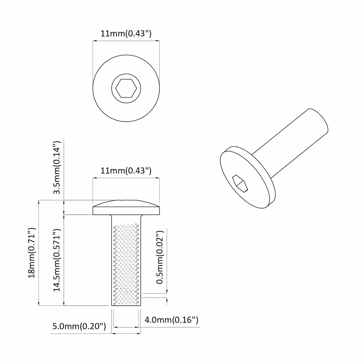 Sleeve Møtrikker 2 pcs Sort M4 x 14,5 mm Metal