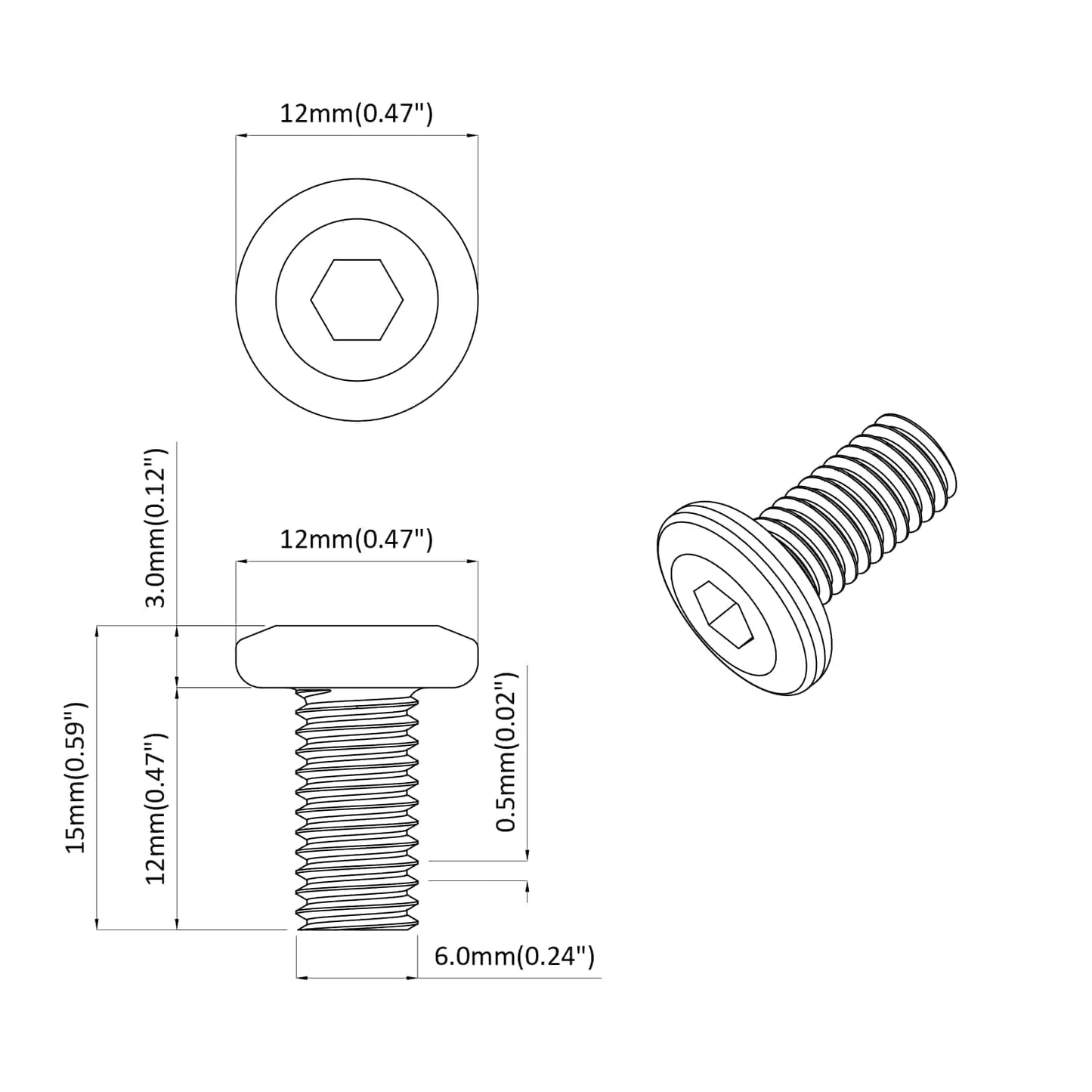 Låseskrue Ensfarvet 2 pcs Sølv M6 x 12 mm Stål