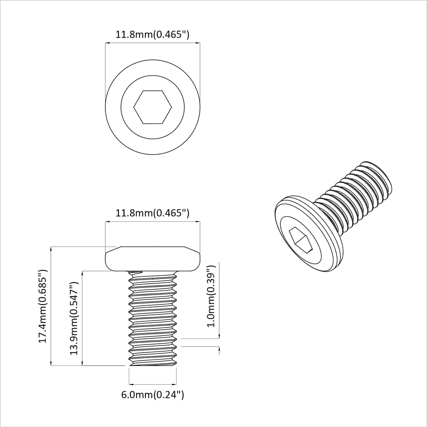 Hovedlås Skrue 2 pcs Sølv M6 x 15 mm Stål
