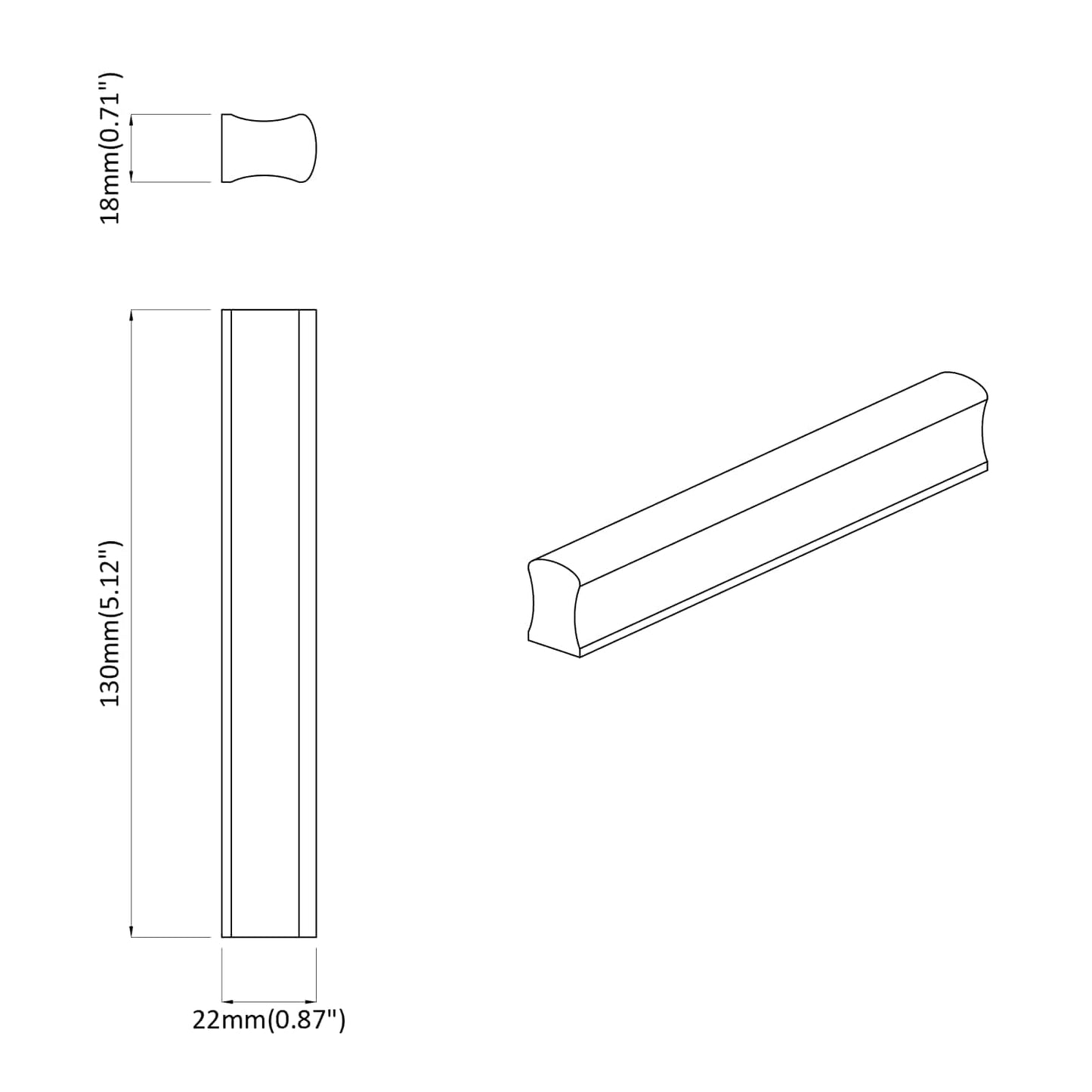 Lige håndtag 587 pcs Naturlig træfarve 130 x 25 x 30 mm