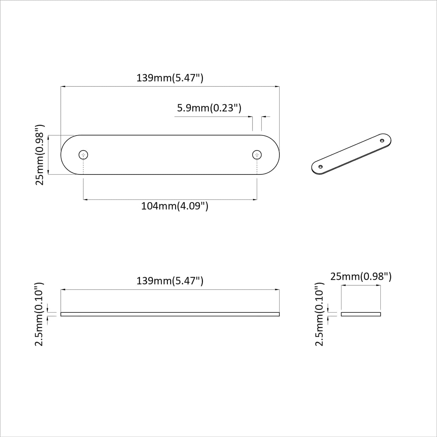Skab Håndtag 2 pcs Brun 140 x 25 x 2,3 mm PU