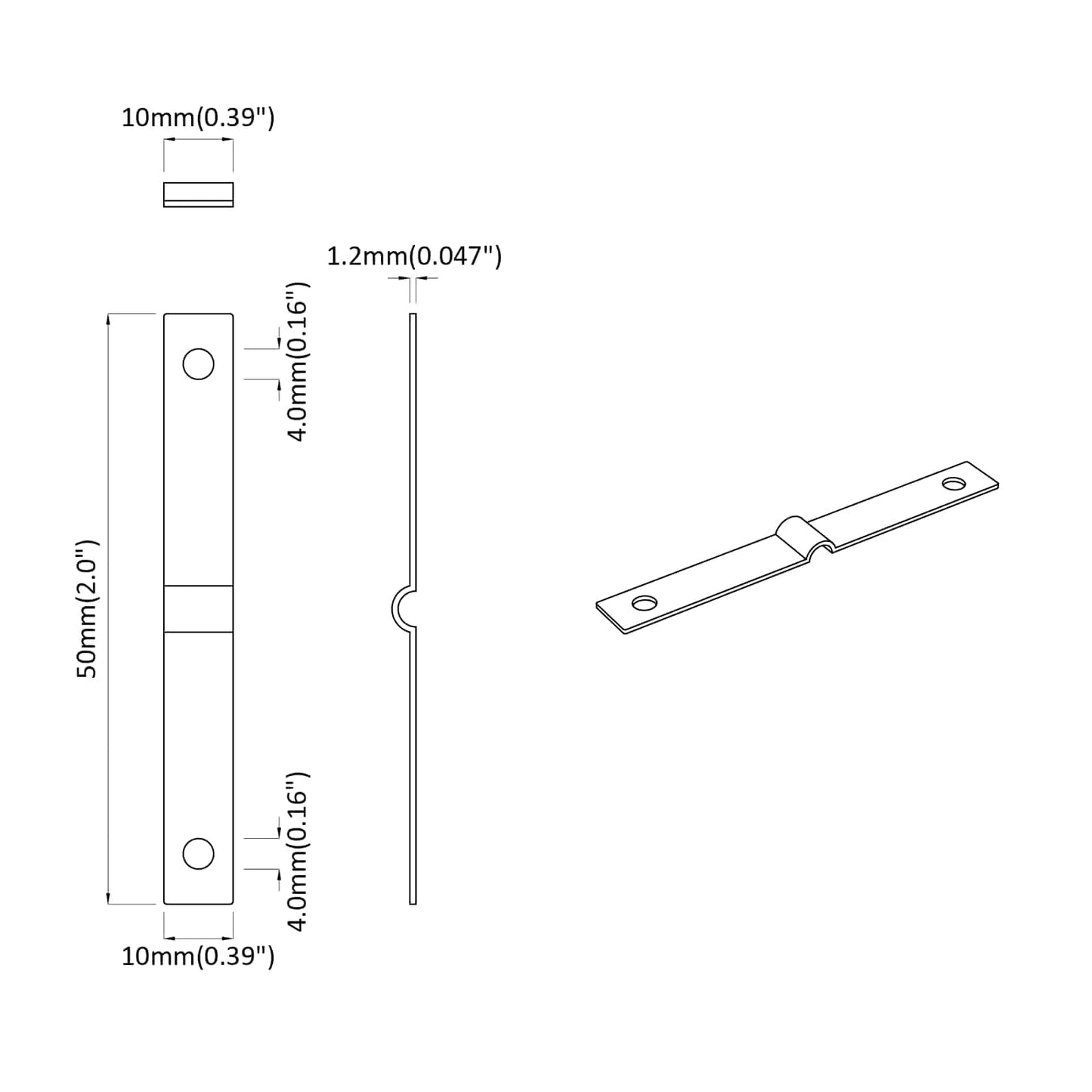 Slagplade 12 pcs Sølv 50 x 10 x 1,2 mm Jern