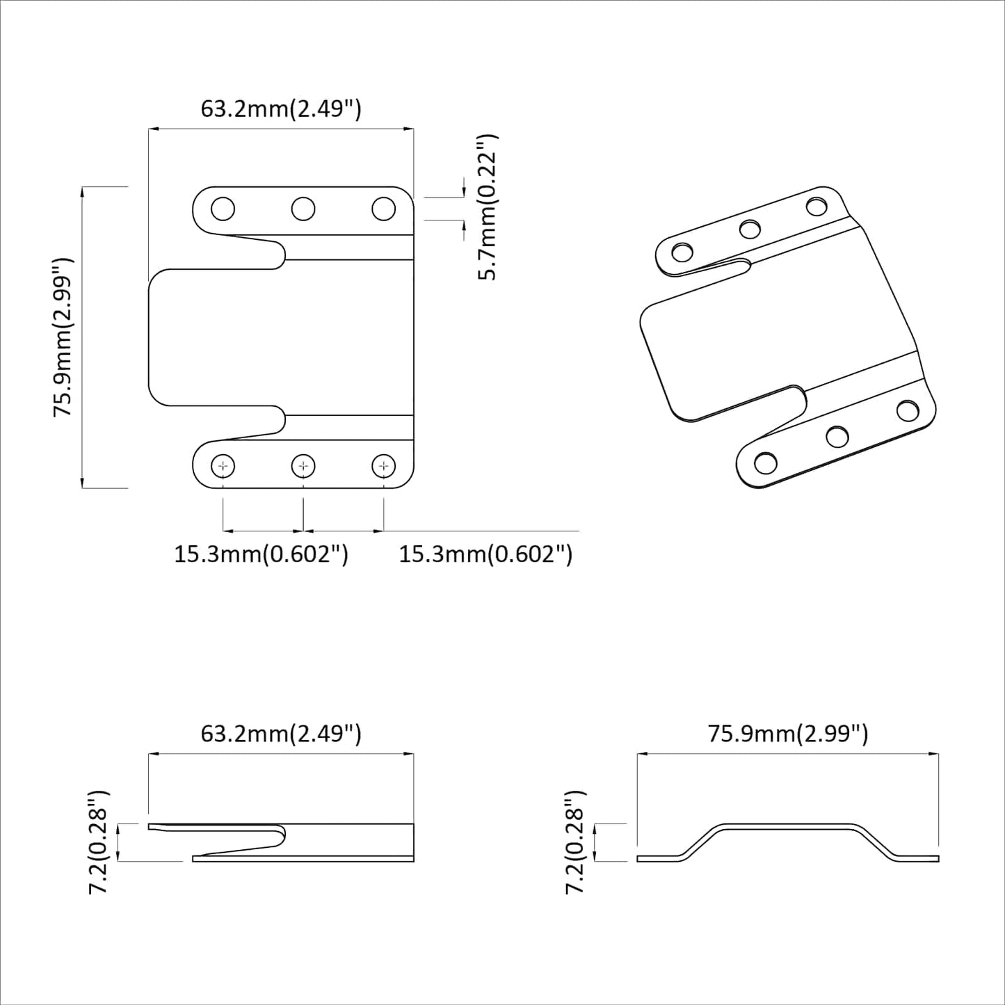 Flush Mount Beslag 419 pcs Sølv 75 x 66 x 1,4 mm Stål