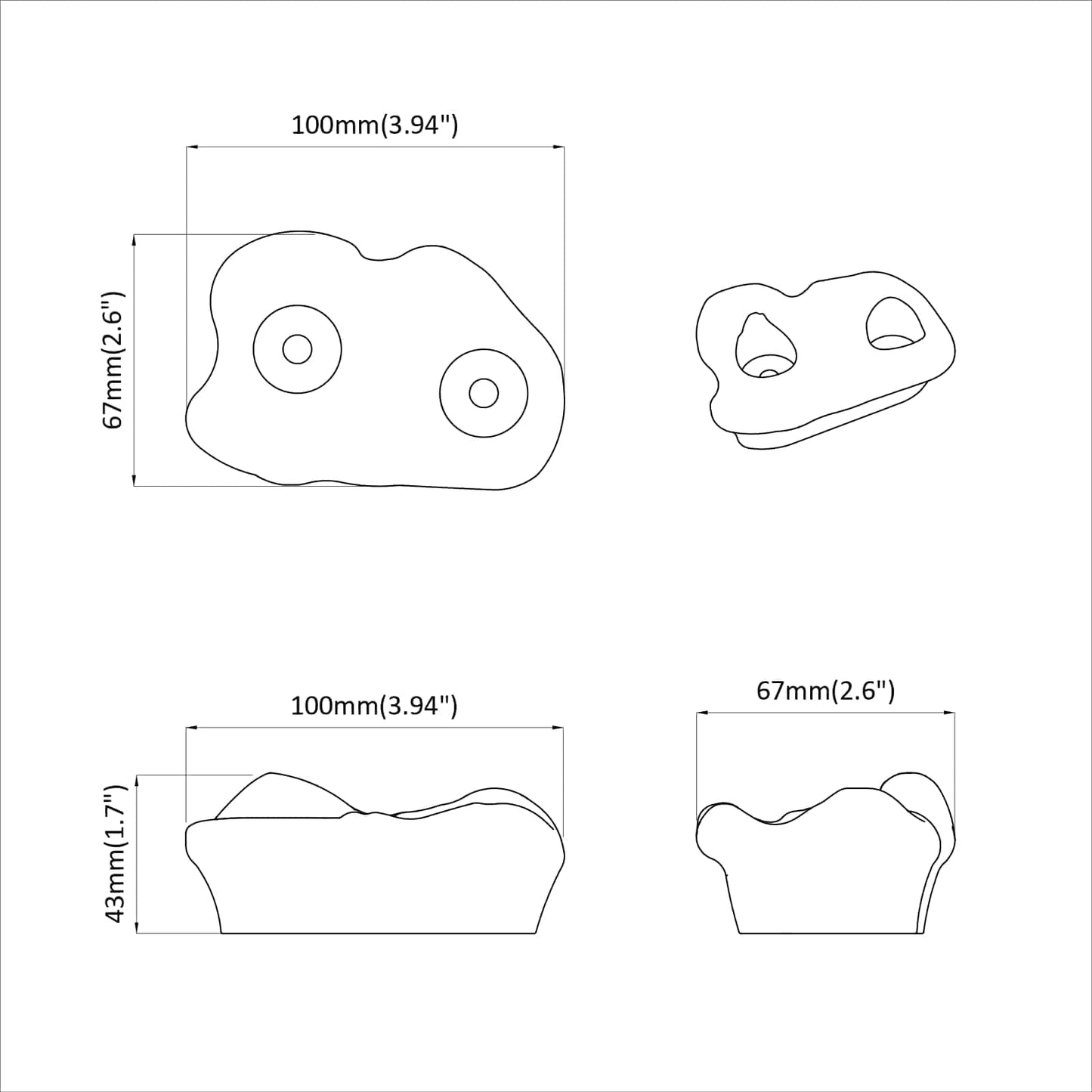 Klatgreb 2 pcs Blå 100 x 67 x 43 mm PP