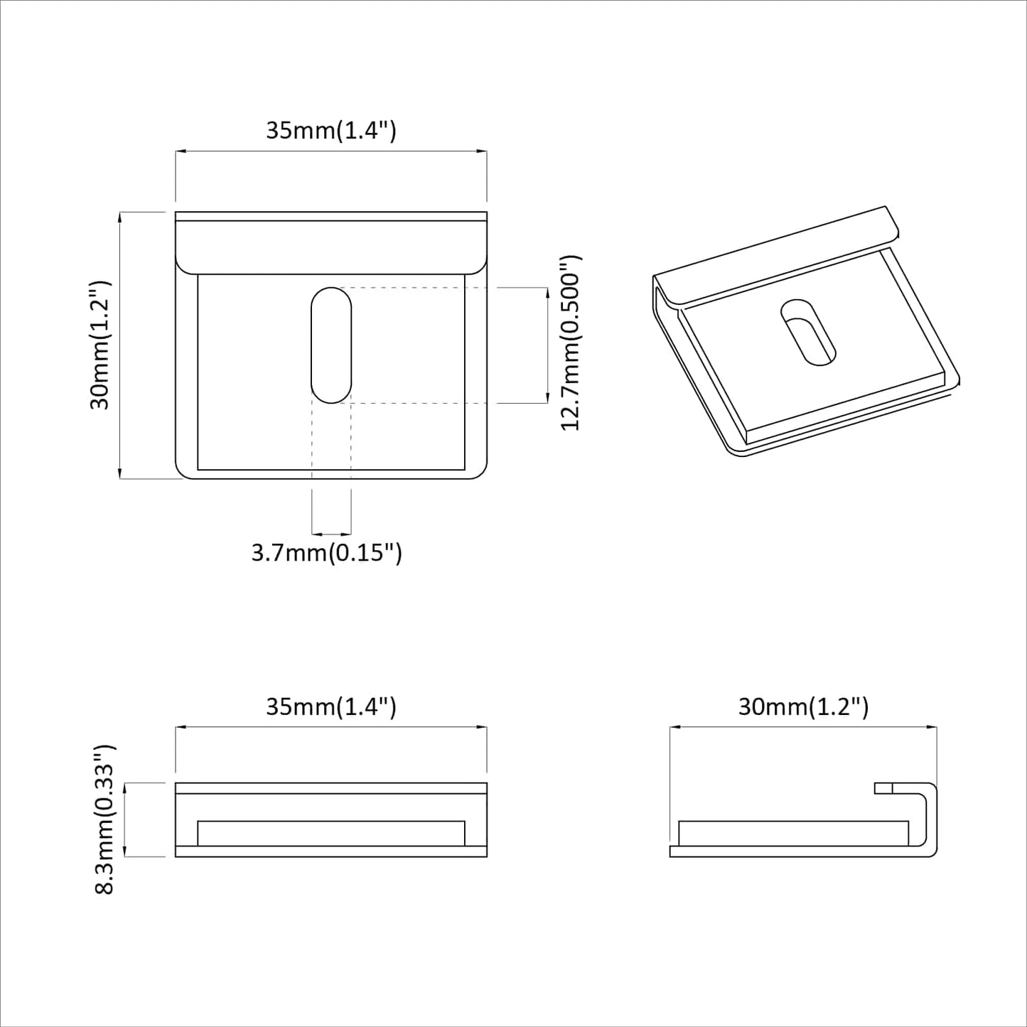 Spejlholdningsbracket 340 pcs Nikkel 35 x 30 x 8,3 mm Stål