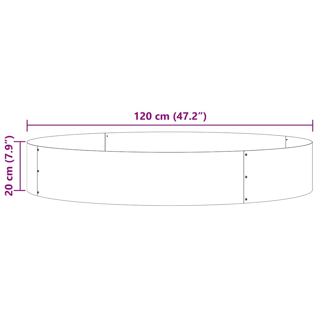 Plante ring Antracit 120 x 120 x 20 cm Koldvalset stål