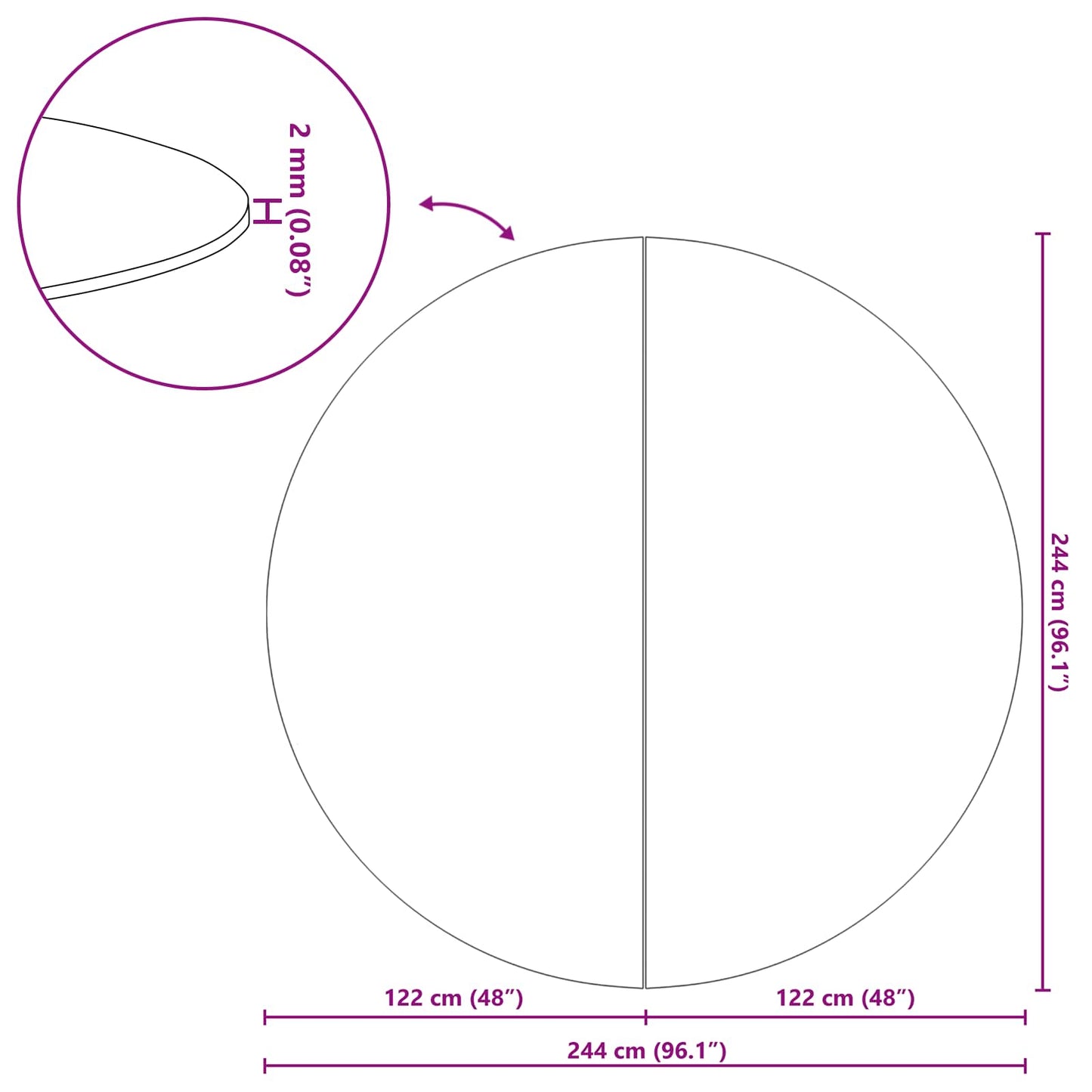 Pool Bundark Sort Ø 244 cm Non-woven stof